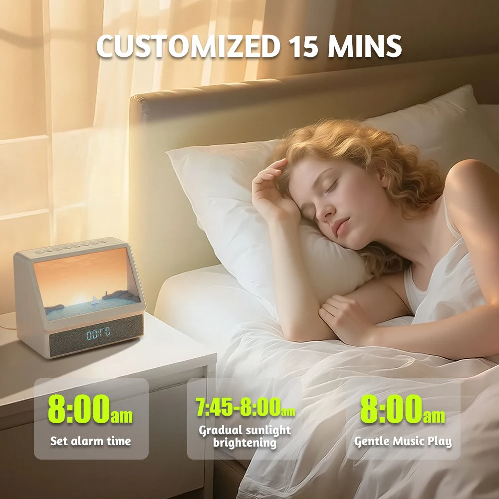 Wake Up Refreshed with Our Bluetooth Sunrise Alarm Clock - Dimmable Light & 12 Soothing Sounds for a Perfect Morning Routine