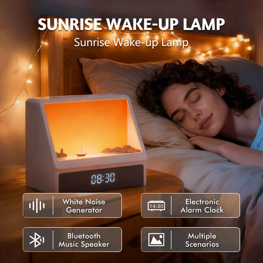 Wake Up Refreshed with Our Bluetooth Sunrise Alarm Clock - Dimmable Light & 12 Soothing Sounds for a Perfect Morning Routine